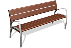 A bench with a wooden seat and metal frame.